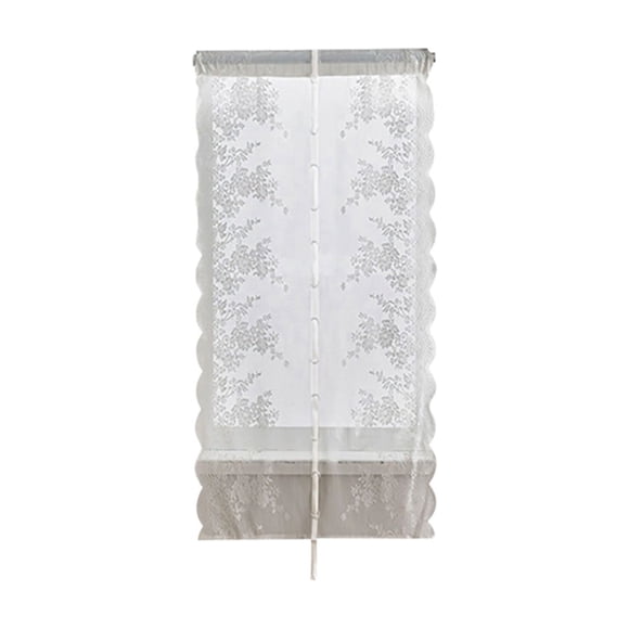 L Nylon Spandex Double Layer Floral Draw Back Curtain With Rod Pocket Lace Sheer And Blackout For Bedroom Living Room Kitchen Window Size L 80X160Cm