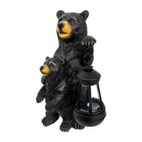 Outdoor Bear Statue Garden Solar Light Lawn Ornament Resin Black Bear Figurine for Yard Patio Courtyard Decor