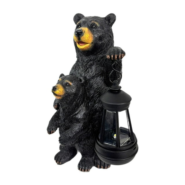 Estatua de madre oso bebé para jardín, luz solar, decoración de patio, decoración del hogar, figura de exterior, linterna para abuela, granja, patio