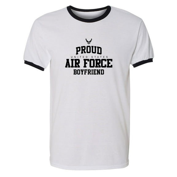 Proud Air Force BOYFRIEND Adult Short Sleeve Ringer T-shirt