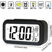 Zendure Digital Alarm Clock with Indoor Temperature, Battery Operated, Snooze Model,12/24H Display for Bedrooms, Heavy Sleepers Kids, Travel Desk Smart Clock (Black)
