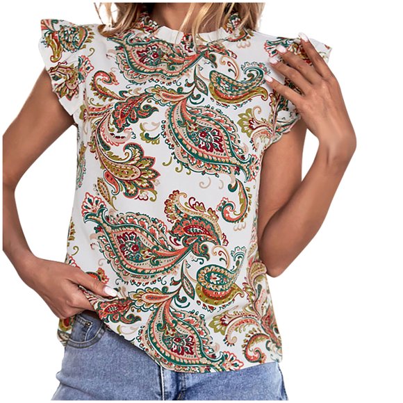 Blusa Casual OAVQHLG3B Store Cuello Redondo Manga Corta Impreso lin121212 para Mujer