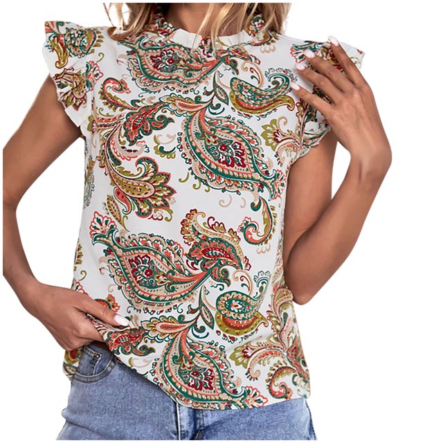 Blusa Casual OAVQHLG3B Store Cuello Redondo Manga Corta Impreso lin121212 para Mujer