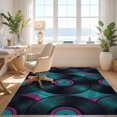 thumbnail image 3 of Design&I 9'x12' Washable Area Rug Vinyl Record Cd Retro Funky Wave Tapete Redondo Groovy Wet Music Refined for Great Room, Large Living Giant Skid-Resistant, 3 of 7