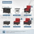 thumbnail image 3 of Kullavik 10 Pieces Patio Furniture Set, Rattan Wicker Outdoor Conversation Sets w/43in Propane Fire Pit Table, Swivel Rocking Chairs Patio Sectional Sofa w/4 Inch Cushion, Red, 3 of 6