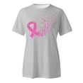 thumbnail image 4 of Lroveb Breast Cancer Awareness Shirts for Women Elegant Casual Printed Short Sleeve V Neck T Shirt Tops Pink Ribbon Graphic Tees Grey, 4 of 5