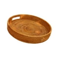 thumbnail image 1 of Abbracc Rattan Serving Tray Round Handmade Woven Rattan Storage Basket for Breakfast Small, 1 of 9
