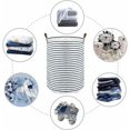thumbnail image 4 of Cestas organizadoras grandes de 18 pulgadas para almacenamiento de ropa, cestas de lavandería con cordón, bolsa de lavandería plegable, cestas de lavandería plegables de gran capacidad, azul, M, 4 of 5
