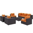 thumbnail image 2 of Modway Convene 8 Piece Outdoor Patio Sectional Set in Espresso Orange, 2 of 8