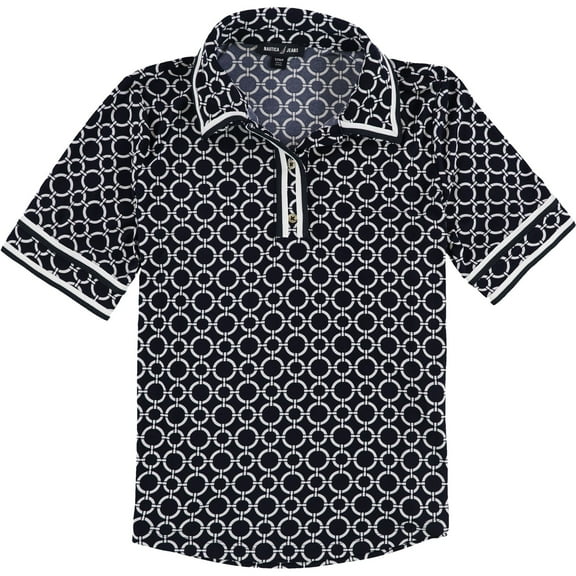 Nautica Womens Circle Link Polo Shirt, Blue, Small