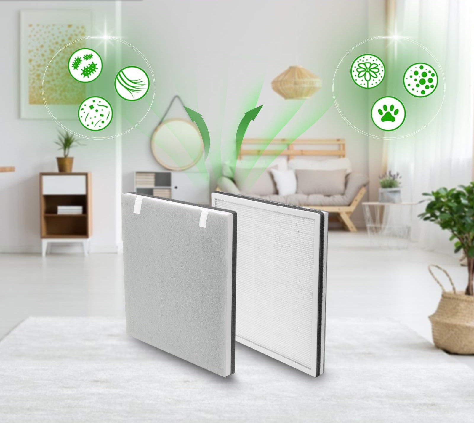 Wuwuclear 2 Pack True HEPA Replacement Filter for VAVA VA-EE004 and LEVOIT Vital 100 Air Purifier, Part# Vital 100-RF