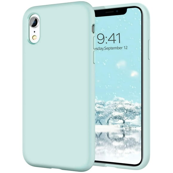 iPhone XR Cases, iPhone XR Case FYBTO Slim Lightweight Smooth Liquid Silicone Soft Gel Rubber Microfiber Lining Cushion Texture Cover Shockproof Protective Phone Cases for iPhone 10 XR, Light Blue