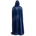 thumbnail image 3 of Mufeng Men's Renaissance Medieval Viking Lord Cloak Knight Warrior Hooded Long Cape Vampire Robe Navy Blue M, 3 of 5