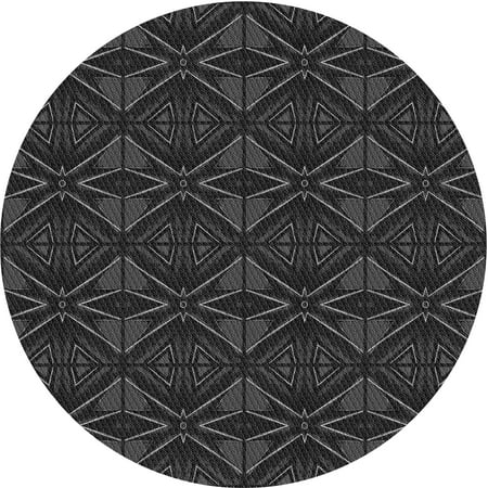 

Ahgly Company Indoor Round Patterned Carbon Gray Area Rugs 7 Round
