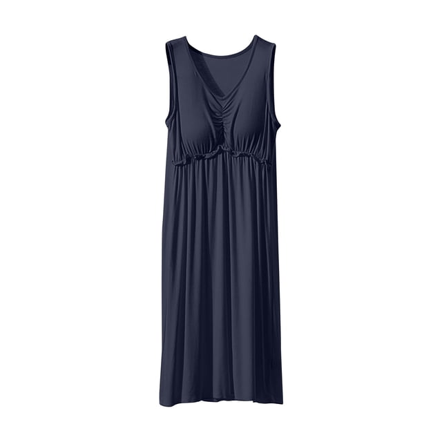 Robes d'Été pour Femmes Longues Sans Manches Décontractées Robe Maxi Tissu Extensible 4 Directions 1 Pce