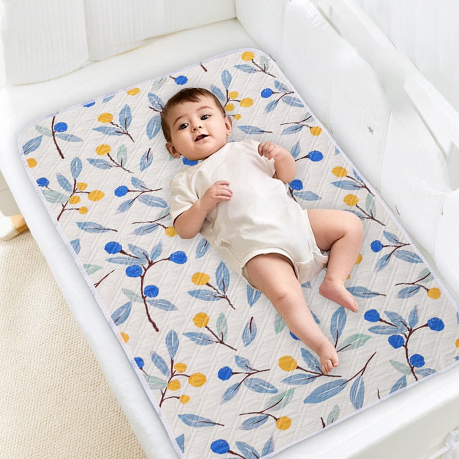 Lunxisen 4 pcs Washable Waterproof Incontinence Bed Pads with Straps Queen Size - Heavy Absorbency Mattress Pad for Adults, Elderly(59*39.37in)