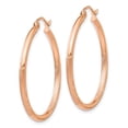 thumbnail image 2 of Primal Gold 14 Karat Rose Gold Lightweight Satin Diamond Cut Hoop Earrings, 2 of 4