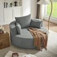 thumbnail image 2 of 55.1" Oversized Swivel Accent Chair, 360° Rotating Round Lounge Chair with Plush Chenille Fabric, Modern Living Room & Bedroom Chair with 3 Cushions(Gray), 2 of 9