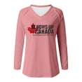 thumbnail image 3 of MHFRRA Camiseta de Manga Larga con Cuello En V y Estampado de La Bandera de Canadá para Mujer Rosa, 3 of 3