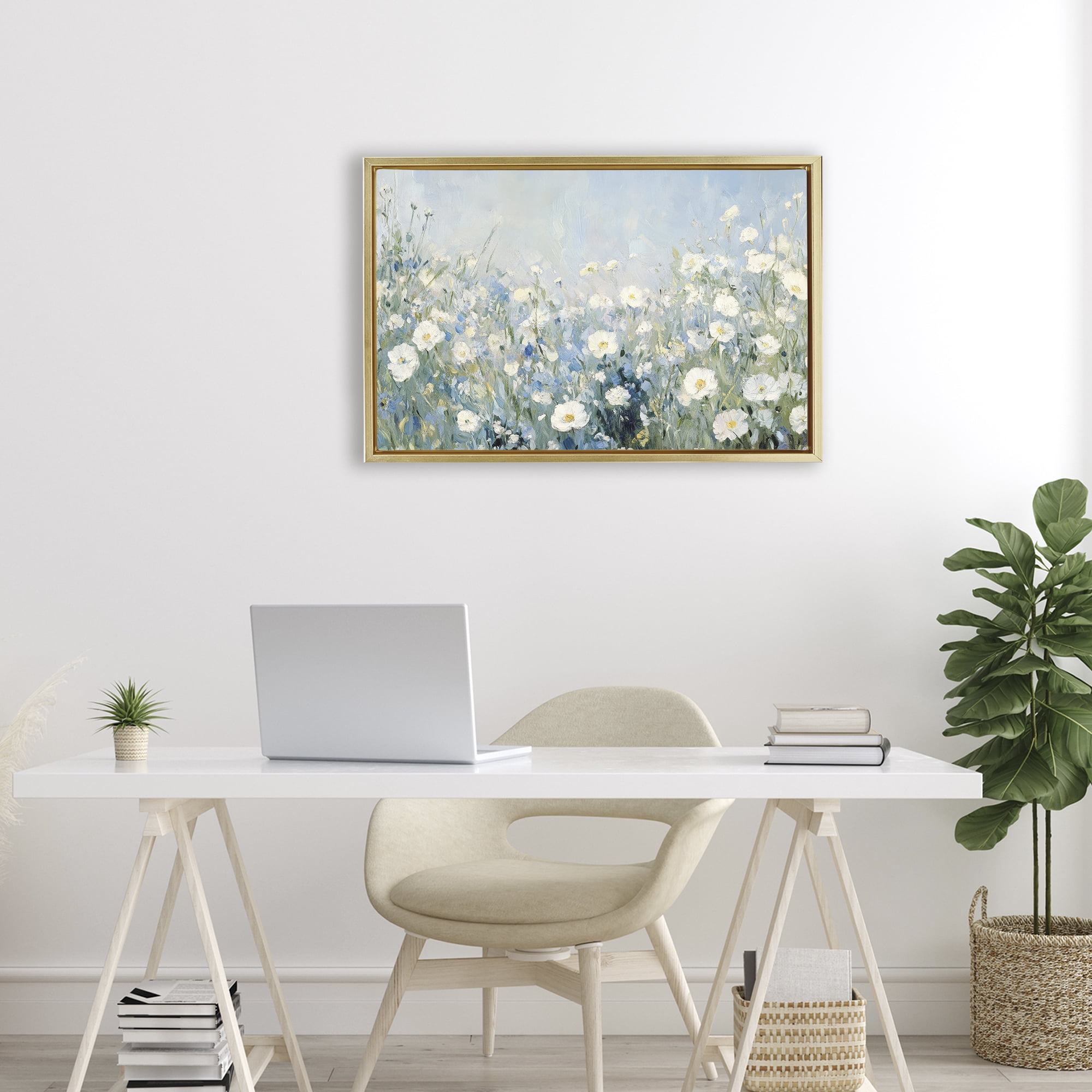Stupell Industries Meadow Foliage Dream Gold Framed Floater Canvas Wall Art, design by Petal Prints Design