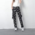 thumbnail image 4 of Pantalones rectos de camuflaje blanco y negro, pantalones casuales de primavera, pantalones multibolsillos de talla grande, 4 of 6