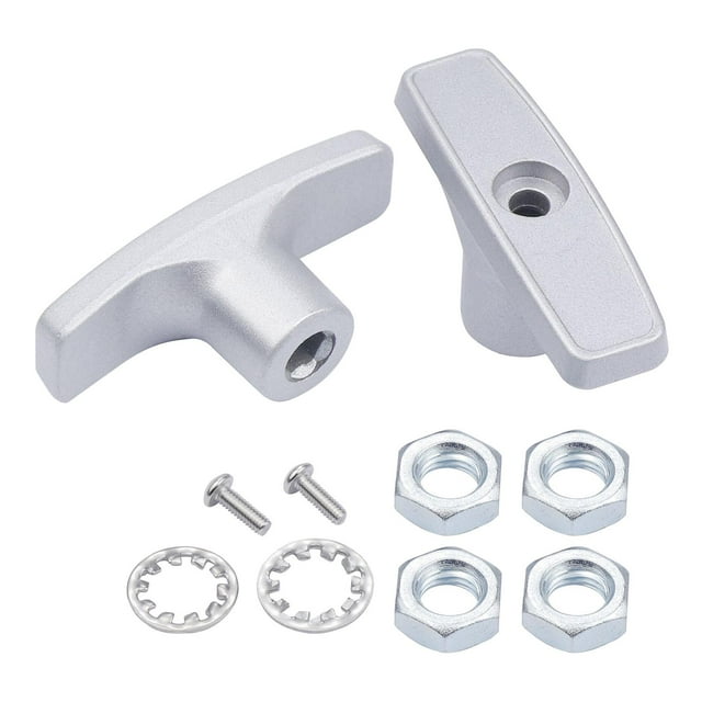 DYNWAVECA 2 Pieces RV Waste Valve Handles Water Tank Hose Handles Threaded 55mm Easy to Install RV Parts Metal with Nuts Screws Gaskets Gray