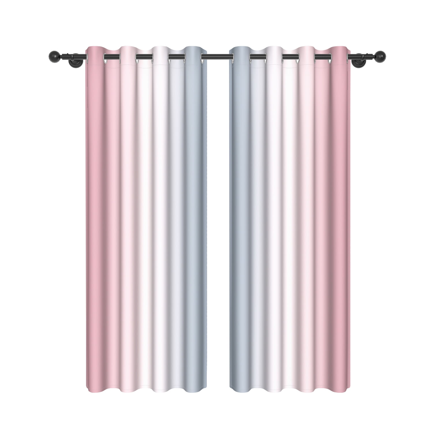Lfeey Room Darkening Curtains, Pink to Gray Gradient Blackout Curtains for Bedroom, 42 x 74 inch,2 Panels set