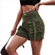 thumbnail image 2 of Pantalones Cortos de Sarga de Tiro Medio y Alto para Mujer, Elásticos, con Bolsillos, para Discotecas Verde XL, 2 of 8