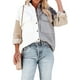 thumbnail image 4 of Minnieouse Abrigo de mujer Botón de bloque de color Camisa cálida Otoño Invierno Solapa de pana Prendas para la parte del cuerpo Blanco+gris+caqui M Minnieouse AP003978-08, 4 of 6