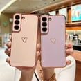 thumbnail image 6 of Samsung Galaxy S21 FE 5G Case,Cute Plating Edge Love Hearts Pattern with Camera Lens Protection Phone Cover for Galaxy S21 FE 6.4",White, 6 of 10