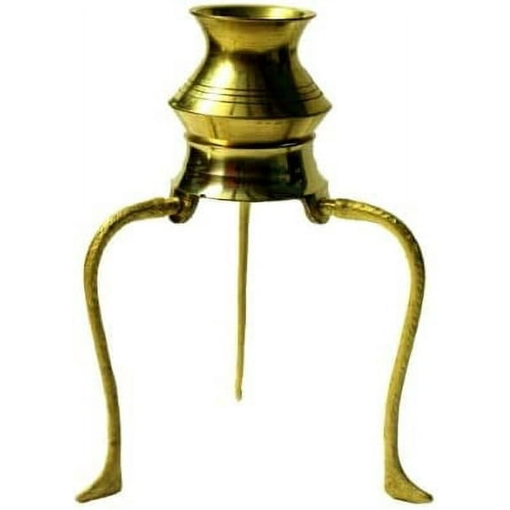 Brass Kalash Lota With Stand for Shivling Jalabhishek (Approx. Total Height 12 cm, Note- Does not include Shivling)