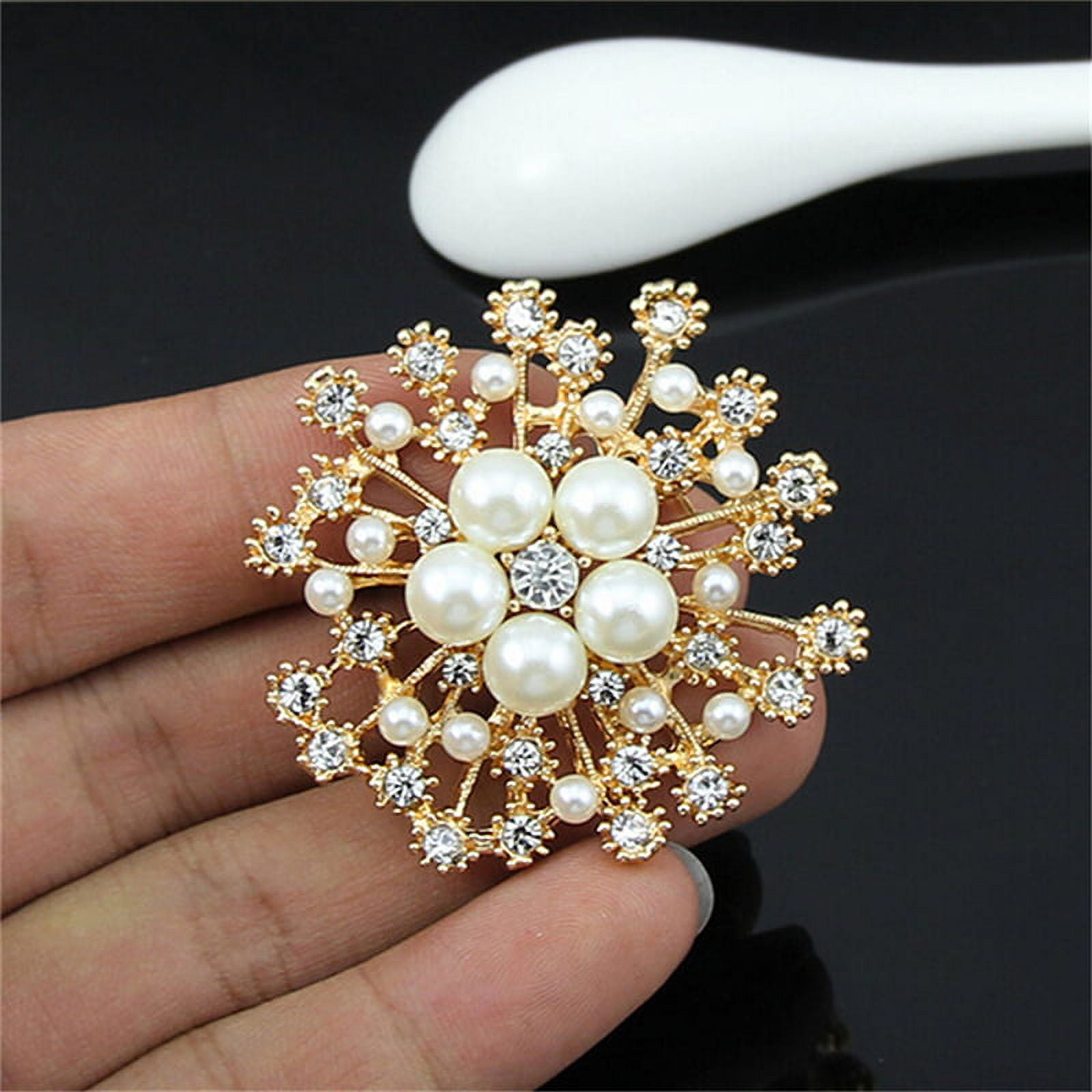 10pk Pearl Pins With Clear Glass Stones & Pearl Flower by Bloom Room