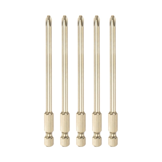 5uds PH2 Phillips Cabeza Destornillador Taladro 4" Longitud 0.18" Diámetro 1/4 Pulgadas Hexagonal Vástago S2 Acero Magnético Cruzado Cabezal para Eléctrica Herramienta