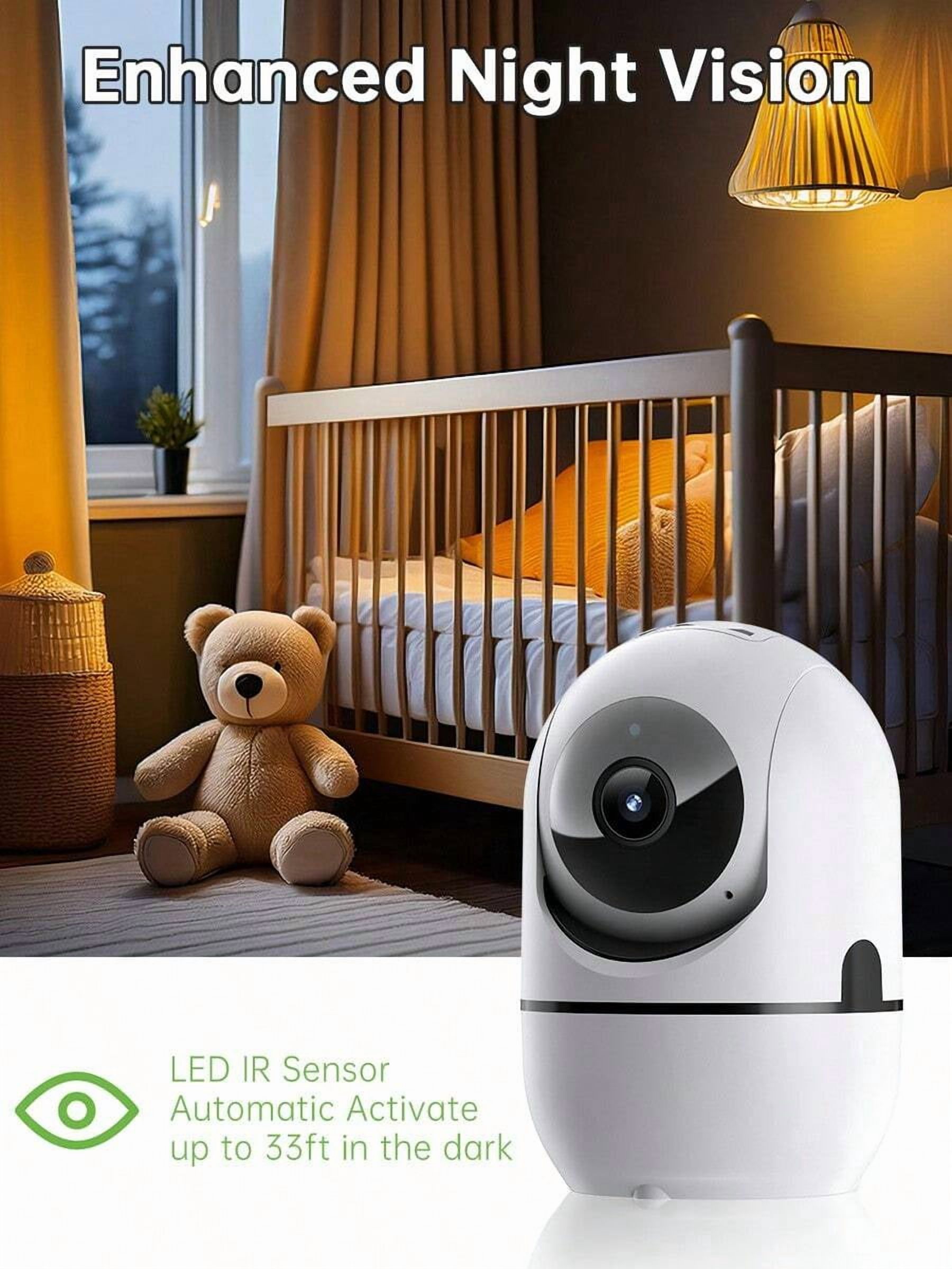 HD 2K Indoor Security Camera: 360° Pet/Baby Monitor with Smart Motion Tracking, Two-Way Audio, IR Night Vision, Continuous Recording, Works with Alexa & App