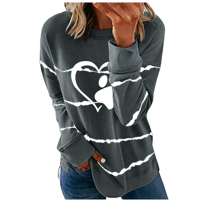 CYMMPU Raglan Long Sleeve Color Block Shirts Valentine's Day