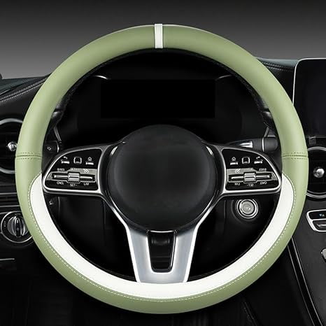 Four Season Universal Microfiber Leather Steering Wheel Cover,Washable Soft, Breathable and Comfortable to Touch, Protect Your Steering Wheel (Light Green)