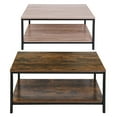 Deep/Light 2Tier Wood Coffee Table with Open Shelf and Metal Frame