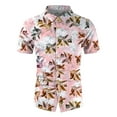 thumbnail image 4 of Aayomet Hawaiian Shirt Mens Fashion And Leisure 3D Digital Printing Buckle Lapel Short Sleeve Shirt Flannel Shirt Men Pink,XL, 4 of 4