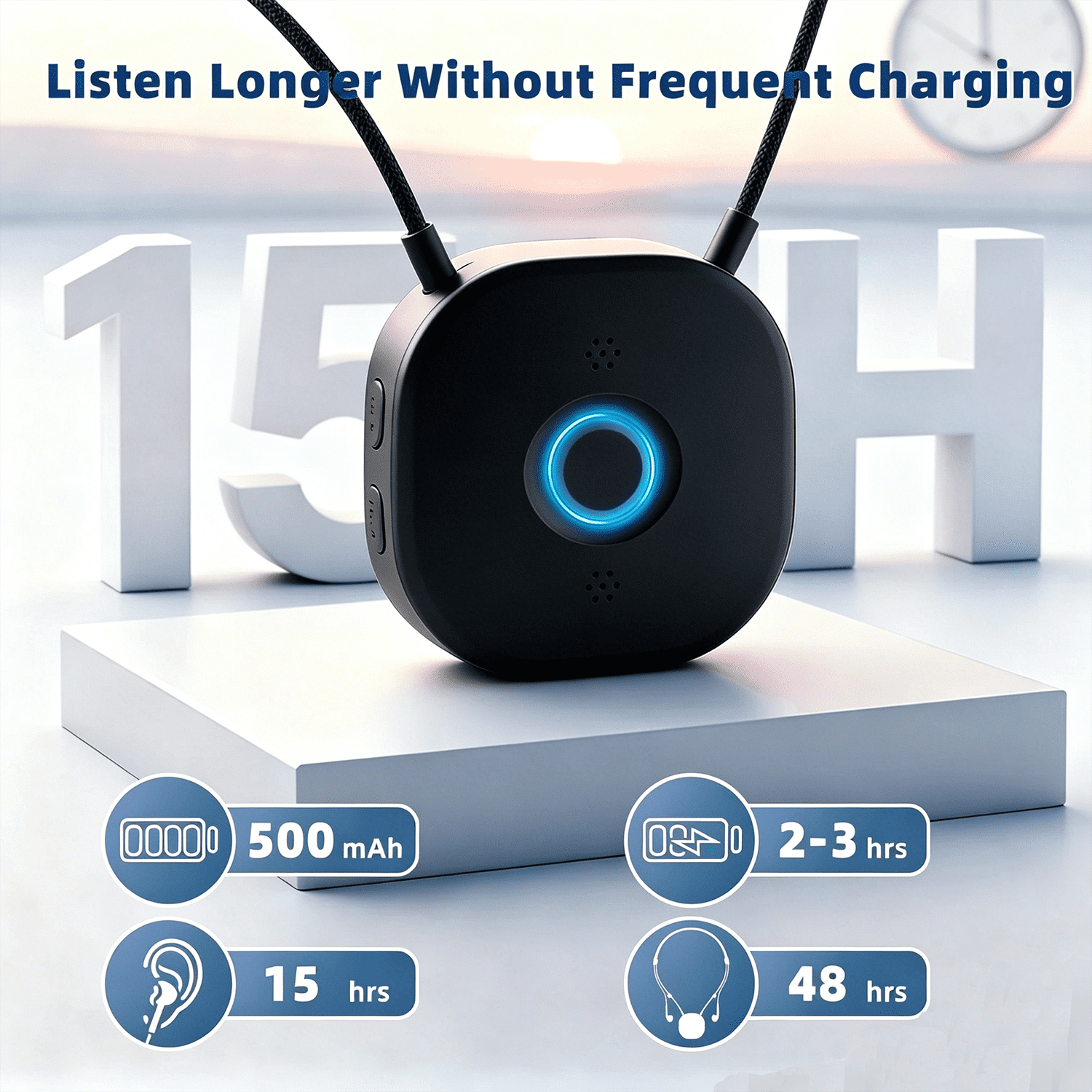 Wireless Earbuds for TV Watching, Neckband TV Headphones Wireless for Senior with USB Extension Cord Transmitter, Support Optical, 3.5 mm AUX, No Delay (black)