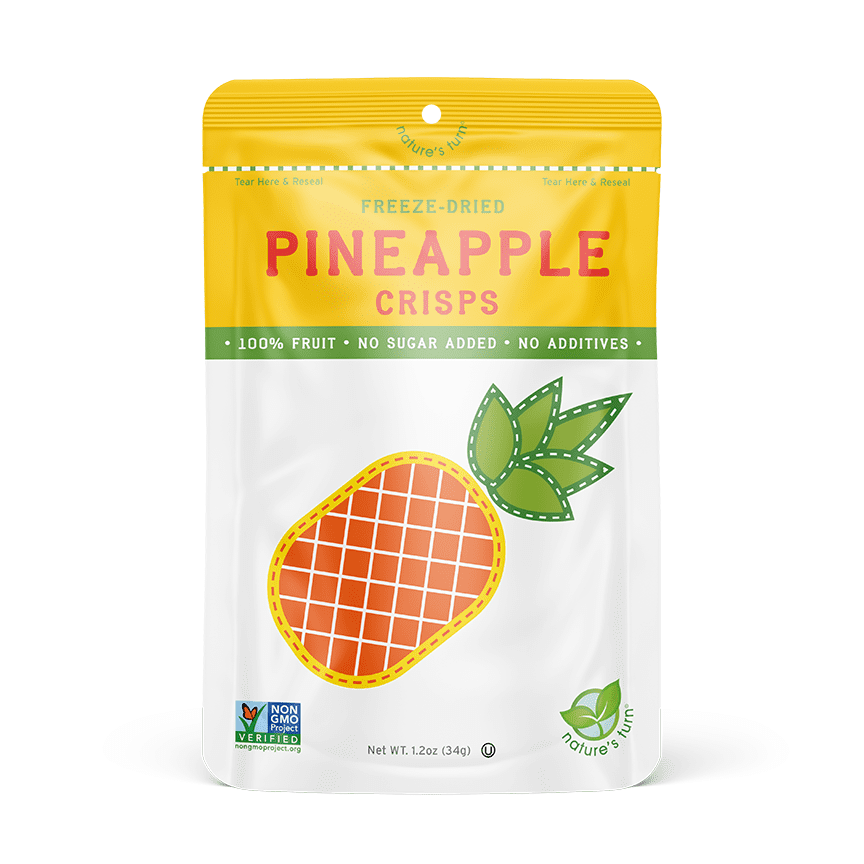 Nature’s Turn Freeze-Dried Pineapple Crisps, No Added Sugar, Healthy Natural Fruit Crisp Snack for School Lunches, 6 Pack (1.2 oz Each)