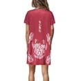 thumbnail image 3 of Daeful Robe Midi pour Femme à Col Rond, Robe d'Été de Plage, Fête, Manches Courtes, Tunique Décontractée, Rouge, 3TG, 3 of 5