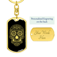 thumbnail image 3 of Calavera Mexican Sugar Skull 140 Stainless Steel or 18k Gold Premium Swivel Dog Tag Keychain, 3 of 16