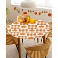 thumbnail image 4 of Round Fitted Tablecloths Fall Maple Leaf Orange Buffalo Plaid Waterproof Table Cover for Kitchen Dining Party Thanksgiving Watercolor Leaves,55"-60", 4 of 6