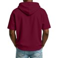 thumbnail image 4 of Hogleaql Mens Short Sleeve Hoodies 1/4 Zipper Athletic Tee Shirts Fashion Loose Fit Drawstring Hooded Sweatshirt Pullover Wine M, 4 of 9