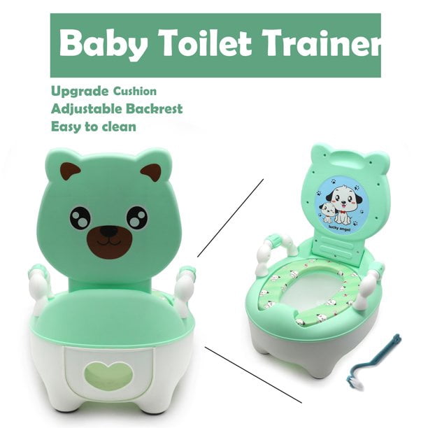 HTTMT- Bear Grean Kids Baby Potty Training Seat Toddler Portable Lovely Toilet Seat Stool Chair [P/N: ET-BABY003-GREEN]