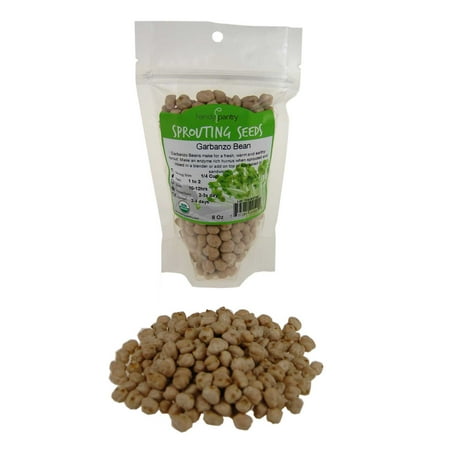 Dried Garbanzo Beans- Organic- 8 Oz (1/2 Lbs) - Handy Pantry Brand - Dry Garbonzo Bean / Seeds- For Planting Seed, Gardening, Hummus, Cooking, Food Storage, (Best Store Bought Hummus Brand)