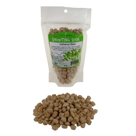Dried Garbanzo Beans- Organic- 8 Oz (1/2 Lbs) - Handy Pantry Brand - Dry Garbonzo Bean / Seeds- For Planting Seed, Gardening, Hummus, Cooking, Food Storage, Sprouts