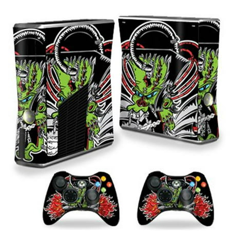 MightySkins XBOX360S-Sicko Skin Decal Wrap for Xbox 360 S Slim Plus 2 Controllers - Sicko Each Microsoft Xbox 360 S Slim Skin kit is printed with super-high resolution graphics with a ultra finish. All skins are protected with MightyShield. This laminate protects from scratching  fading  peeling and most importantly leaves no sticky mess guaranteed. Our patented advanced air-release vinyl guarantees a perfect installation everytime. When you are ready to change your skin removal is a snap  no sticky mess or gooey residue for over 4 years. This is a 8 piece vinyl skin kit. It covers the Microsoft Xbox 360 S Slim console and 2 controllers. You can t go wrong with a MightySkin. Features Skin Decal Wrap for Xbox 360 S Slim Plus 2 Controllers Microsoft Xbox 360 S decal skin Microsoft Xbox 360 S case Microsoft Xbox 360 S skin Microsoft Xbox 360 S cover Microsoft Xbox 360 S decal Add style to your Microsoft Xbox 360 S Slim Quick and easy to apply Protect your Microsoft Xbox 360 S Slim from dings and scratchesSpecifications Design: Sicko Compatible Brand: Microsoft Compatible Model: Xbox 360 Slim Console - SKU: VSNS73422