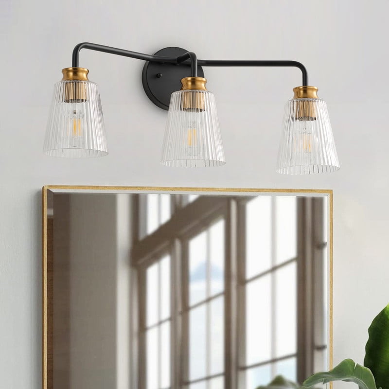 22.24" Contemporary Vaniy Light, 3-Light Bathroom Light Fixtures with Clear Glass Shades for Bedroom, Hallway & Entryway