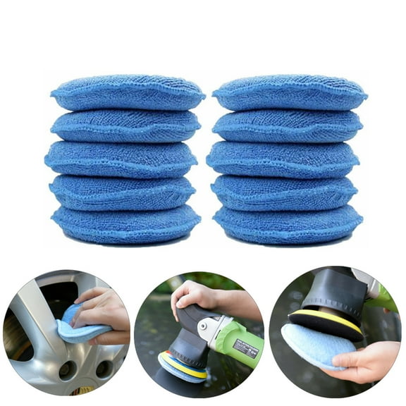 LULULION 6Pcs Blue Polish Wax Sponge for Car Cleaning Detailing Durable Double Sided